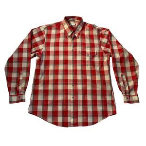 Stanley Blacker Women’s Size Large Red long sleeved button-down plaid shirt.